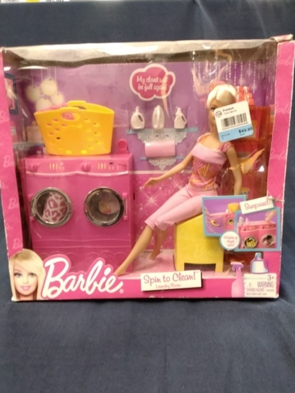 Barbie Laundry Room Playset in Pink and Yellow